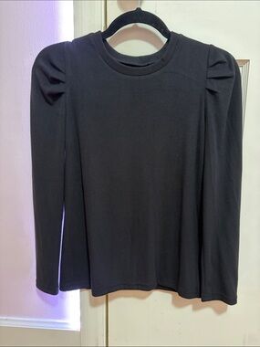 Classic Black Puff-Sleeve Girl's Top